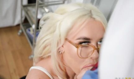 The blonde came to the doctor and lets a big dick into a tight hole, ending from a spanking