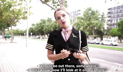 Russian stewardess after pickup agreed to have sex with a stranger right on camera