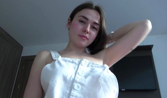 Russian girl stripped naked and spreads her legs for home...