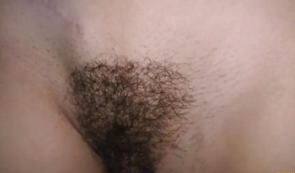 Russian girl during homemade porn gives a close-up fuck of hairy hole