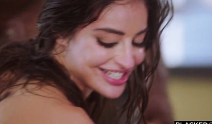 Negroes gave a young brunette a gangbang with double penetration