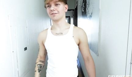 The guy licked his sisters pussy and fucked her slit from the first person right in the bedroom