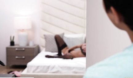 Mom in stockings gave her stepson a blowjob and jumps on him in a variety of poses