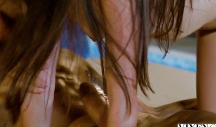 Natasha Paradise is a sexy brunette who loves to fuck by the pool