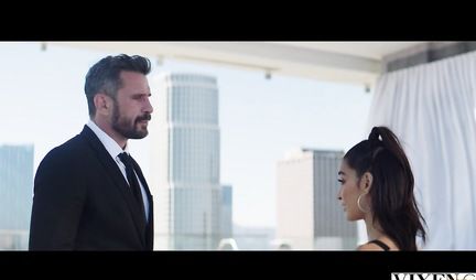 Brunette after a gentle blowjob substitutes a tight hole for a real whipping