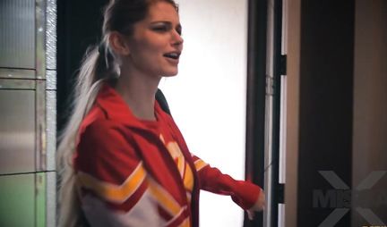 Blonde with big milkings during a home whipping experienced satisfaction