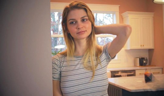 Blonde with big milkings during a home whipping experienc...