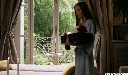 Brunette in erotic lingerie substitutes a juicy slit for a real whipping