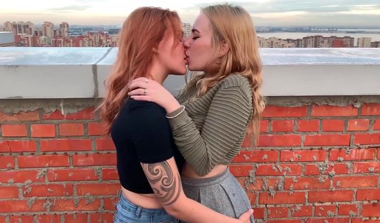 Russian lesbians on the roof of the house have the most d...