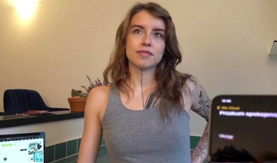 Tattooed chick right on the bed gets fucked in POV and cums