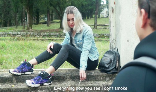 Tattooed blonde gets fucked by Russian guy during pickup