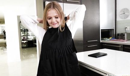 A young student polished a penis with her lips and gave herself a fuck from the first person