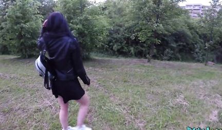 In public, the pick-up artist took off a beauty and fucked her in her mouth and juicy pussy