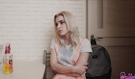 Russian blonde after blowjob is ready for drunk anal right in the kitchen