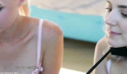 A company of lesbians masturbates and makes cunnilingus to each other