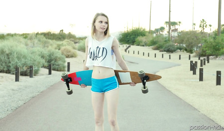 Skinny student sucks dick friend and fuck him outdoors