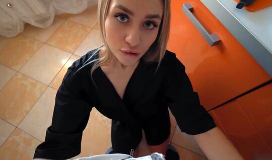 Russian blonde undresses a guy and fucks him in the first...