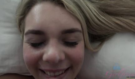 Blonde sucks a big dick dreaming of getting cum on her face