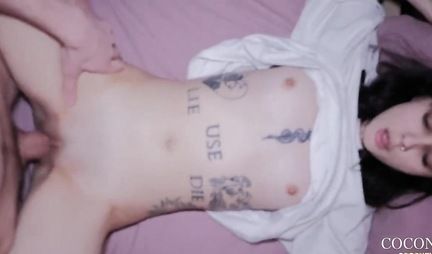 Skinny Russian brunette loves to fuck in all positions with a guy