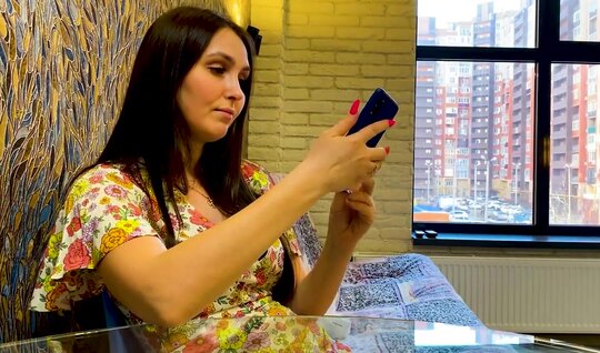 Russian brunette is always ready to substitute a cap for ...