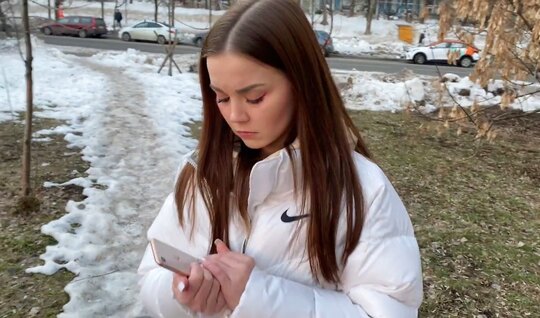 Russian chick agreed to give a blowjob to the first comer