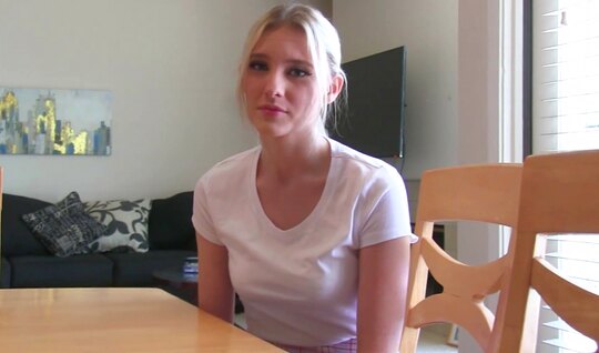 The blonde groans beautifully from a strong dick in a tig...