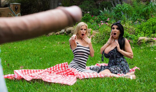 Moms wanted to relax on a picnic, but got into group sex