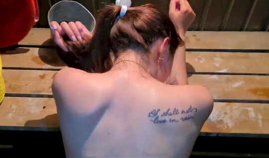 Russian woman enjoys a hot male dick in the bath