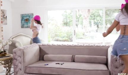 Three beauties please a friends penis in group porn