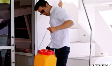 A handsome man indulges a slender girl with a strong dick in nature