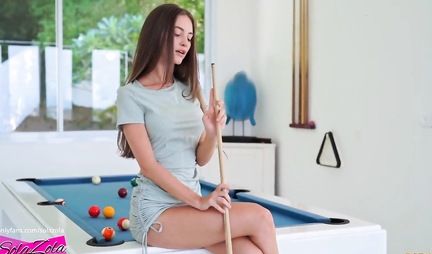 Russian girl sucks and fucks with a guy on a billiard table