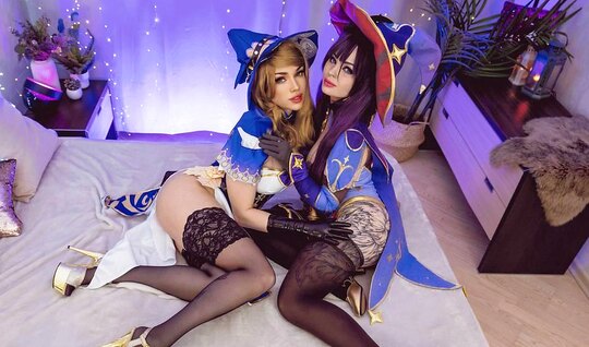 Young lesbians staged hot games with sex toys