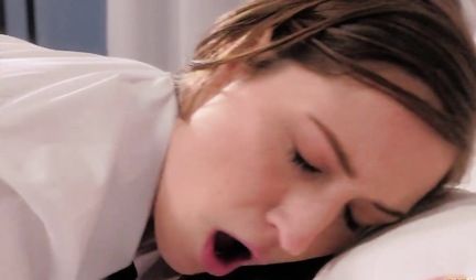 A hot student with a strapon brought her lesbian friend to ecstasy