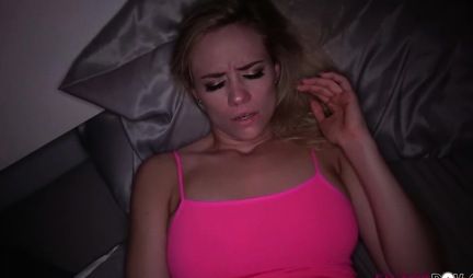 Sleeping blonde woke up with hot cock in her pussy