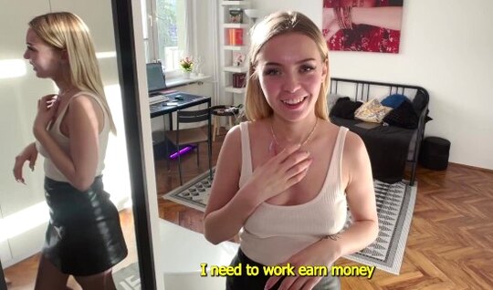 Russian girlfriend sucks guys cock to earn money