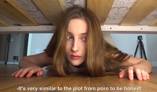 While the girl is stuck under the bed, a friend fucked he...