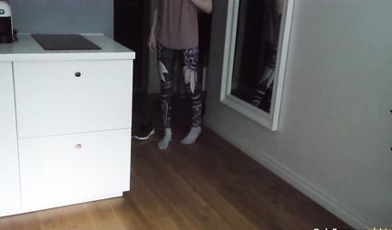 Skinny blonde has a bright orgasm while fucking doggy style