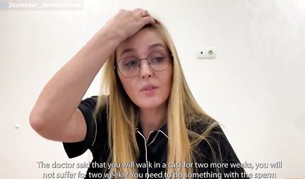 The guy can't masturbate and Russian mom helps him finish