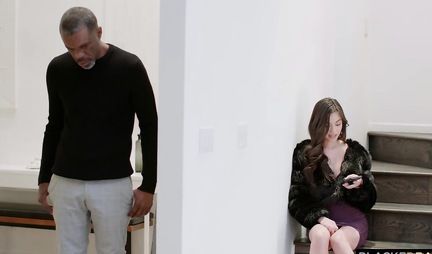 The big cock of the old black man brings the cutie to ecstasy