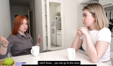 Red-haired cutie persuaded her girlfriend to have lesbian sex