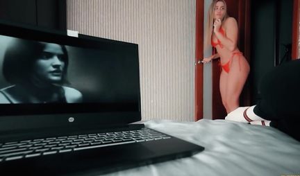 A blonde with a beautiful ass jumps on a dick cool