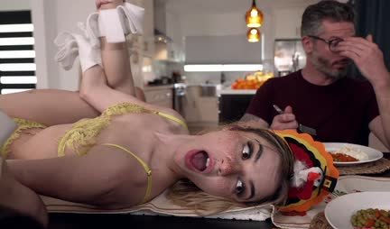 Young stepsisters have holiday sex with brother