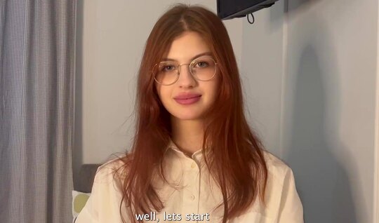 Modest redhead student tried her tutor's cock