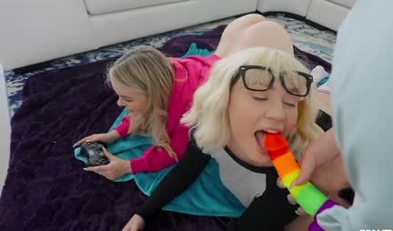 Busty lesbian fucks her friends with a powerful strapon