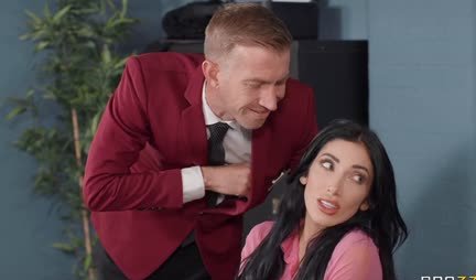 Busty secretary pampered with double penetration