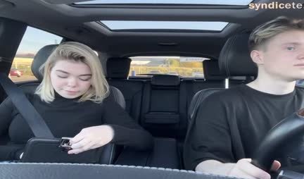 Russian blonde was impatient to suck cock in the car