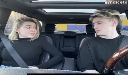 Russian blonde was impatient to suck cock in the car