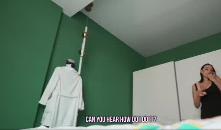 Busty Russian brunette spreads her legs in front of a friend