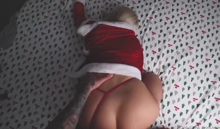 Snow Maiden with big tits saddles a guy's hot dick