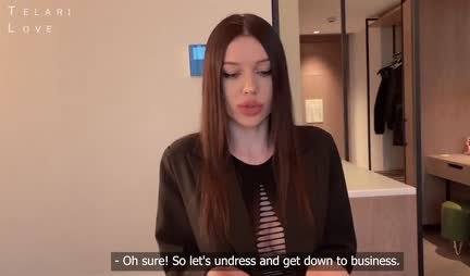 Russian beauty takes a selfie while sucking her new friend's cock